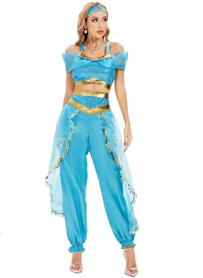 Funna Costume for Women Princess Dress Up Outfit Party Supplies Blue, X-Small/2 - Image 1
